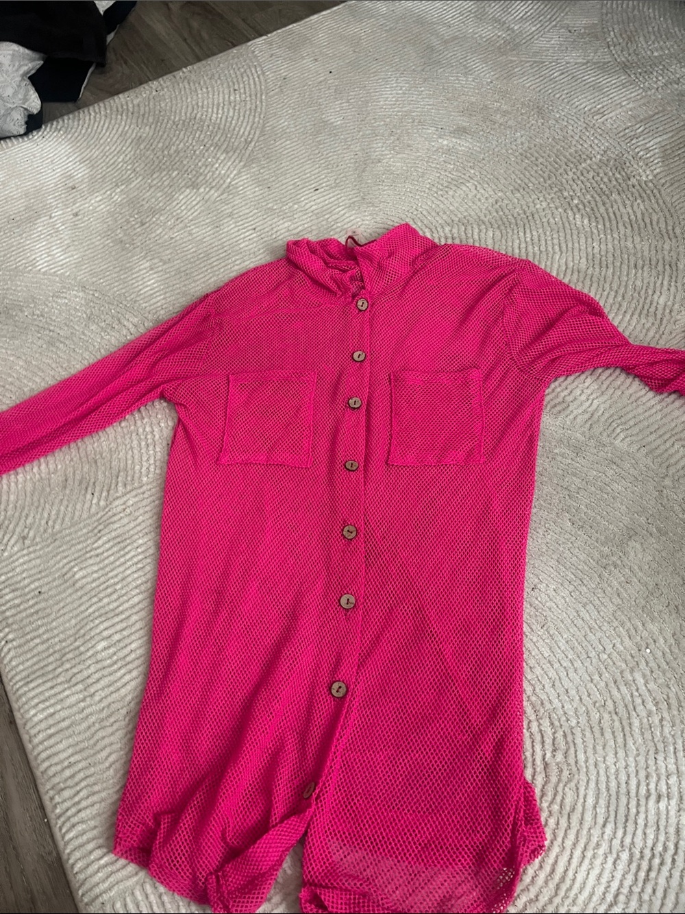 Source Unknown Hot Pink Button-Front Knit Blouse